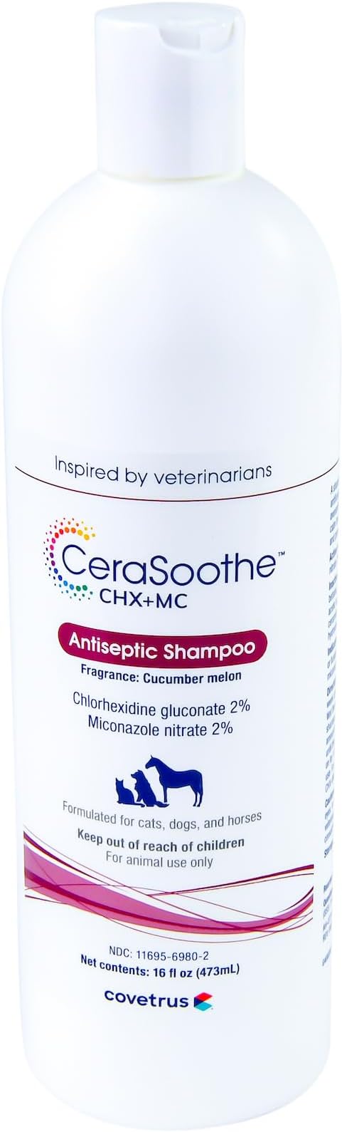 CeraSoothe CHX+MC Antiseptic Shampoo for Dogs, Cats & Horses Skin Cleansing with Chlorhexidine & Miconazole 16 oz