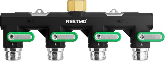 Restmo 4 Way Garden Hose Splitter Heavy Duty Full Metal Body