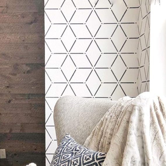 STENCILIT Rhombus Wall Stencil for Painting - 2 Pack of 17x32 in Stencil, Geometric Stencils for Painting Large Pattern, Large Wall Stencils