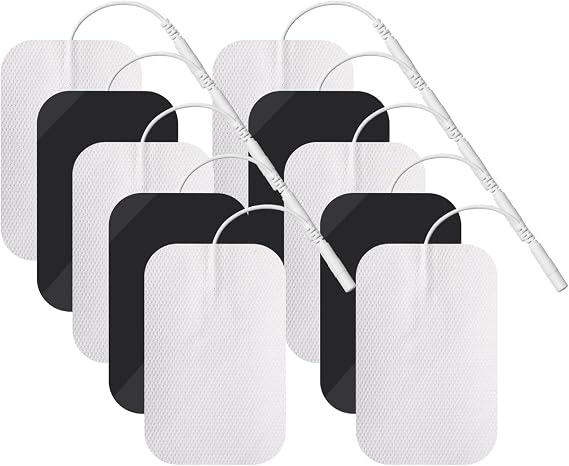 TENS Unit Electrode Pads 10PCS 60 x 90mm Self-Adhesive Replacement TENS Pads Reusable Electrodes Patches, 2mm Connector