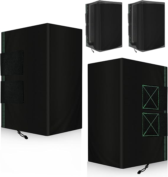 2 PCS Outdoor Speaker Cover, Wall Mounted Speaker Cover Weatherproof Waterproof UV Resistant and Dustproof 600D Oxford Cloth, Black(H 16" x W 10" x D 12")