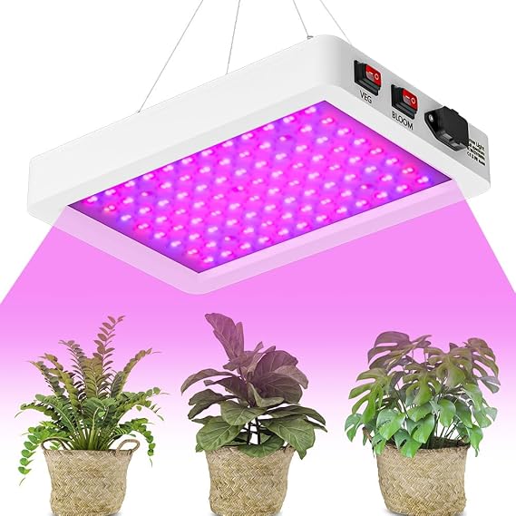 600W Top-Performance LED Plant Lights 192LEDs with a Refined Red-Blue Spectrum, Dimmable Veg/Bloom Settings and Adjustable Purple Lighting Enable Planting Growth Management for Indoor Gardening Spaces