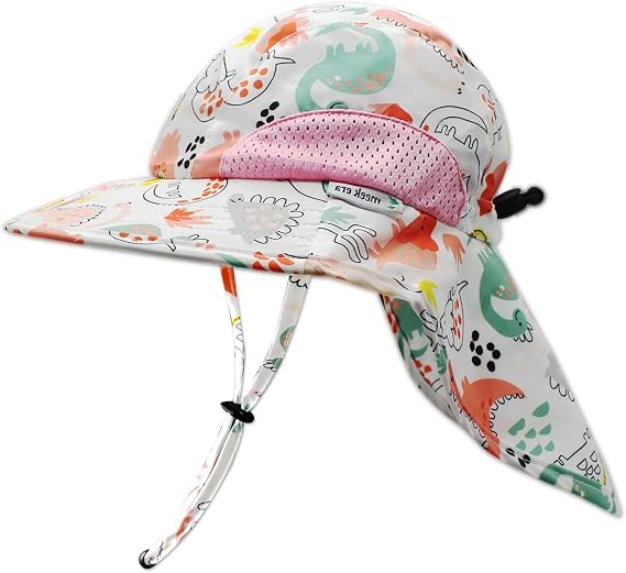Boys Sun Hat Wide Brim Girls Sun Protection Cap Kids Beach Hats Toddler Summer Hat with Neck Flap UPF 50+