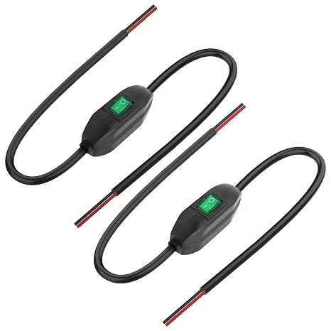 XMSJSIY Inline Cord Switch 12V 24V/3A Toggle ON/Off Rocker Button Switch