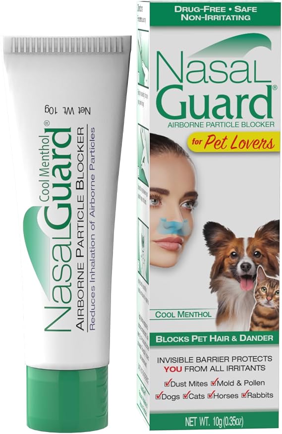 Pet Dander & Pollen Blocker | Drug-Free Nasal Gel | Helps Block Cat & Dog Dander, Pet Hair & Pollen | Non-Drowsy Daily Use | 150+ Uses (Cool Menthol, 10g)