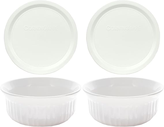 CorningWare FS16 (16oz) French White Round Dish With Lid (2-Pack)