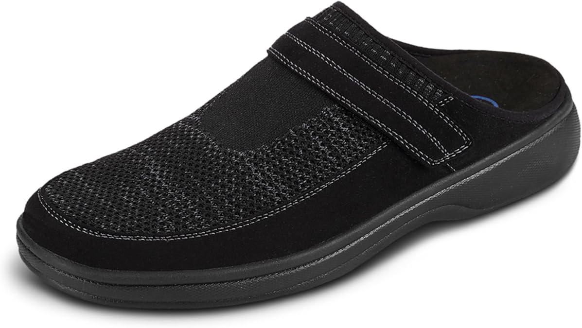 Orthofeet Hudson Orthopedic Men's Clog Slippers | Slip-On, Adjustable Supportive House Shoes with Arch Support Comfortable Cushioning Wide Toe Box for Indoor and Outdoor