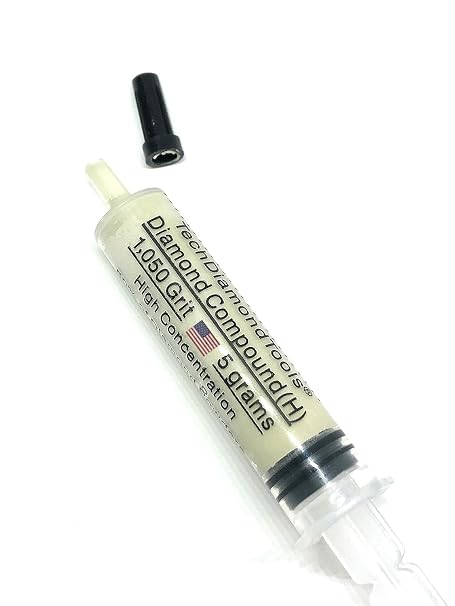 TechDiamondTools Diamond Polishing Paste & Lapping Compound 1050 Grit (12-20 Micron) | USA Made | Oil-Based Syringe | Metal, Glass, Gemstone, Knife, Jewelry | 50% Diamond Powder Concentration
