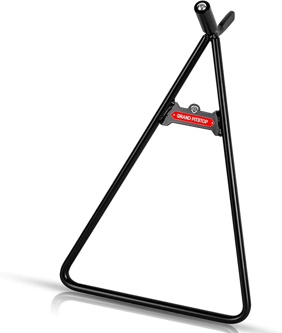 GRAND PITSTOP Heavy Duty Motorcycle Triangle Stand - Universal Paddock Stand for 80-500cc Dirt Bike Supermoto Motocross - Fits 18mm 14.5mm 11mm Axles - Steel Maintenance Lift