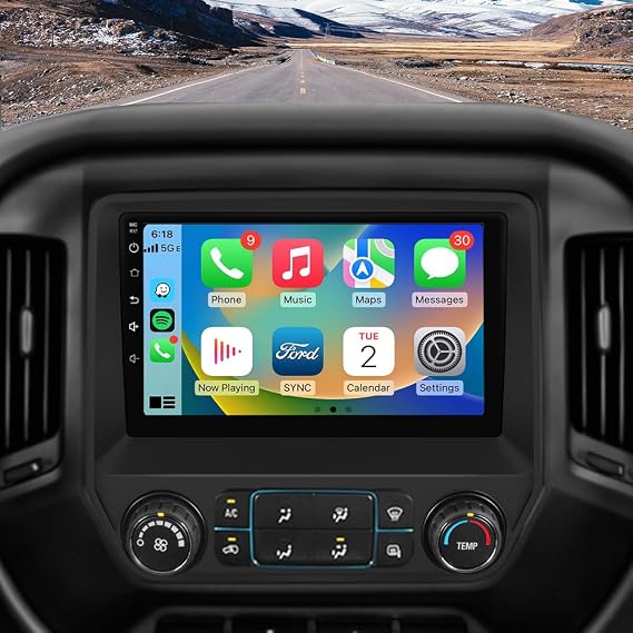 Car Radio Stereo for Chevy Silverado GMC Sierra 2014-2018 with CarPlay | 2014-2018 (Without Bo-seSystem) 10 Inch Touch Screen Support Carplay Android Auto