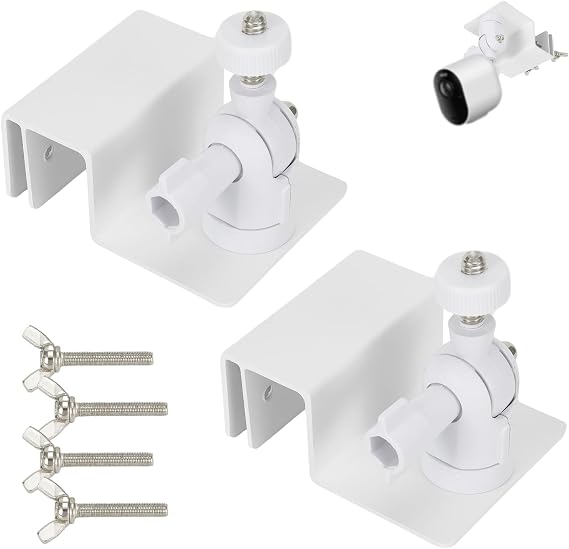 2Pcs Weatherproof Gutter Mount for Security Cameras, Wall Mount Bracket with Universal Screw Adapters for Ring Solar Panel(White)