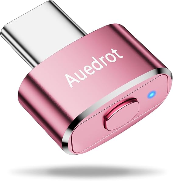 AUEDROT Mouse Jiggler Undetectable USB-C Mouse Mover with Switch Button, Automatic Type-C Wiggler with 2 Jiggle Modes, Plug & Play, Keep Computer/Laptop Awake, Rose Gold