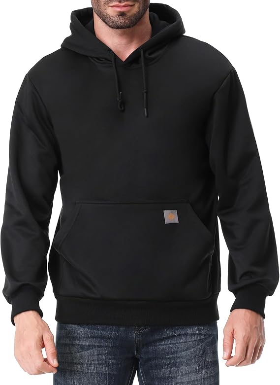 TUAOVA Men's Relaxed Fit Fleece-Lined Pullover Hooded Sweatshirt Comfortable and Soft