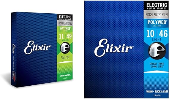 Elixir Strings Electric Guitar Strings w/Optiweb & Polyweb Coatings, Light & Medium Gauges (.010-.049)