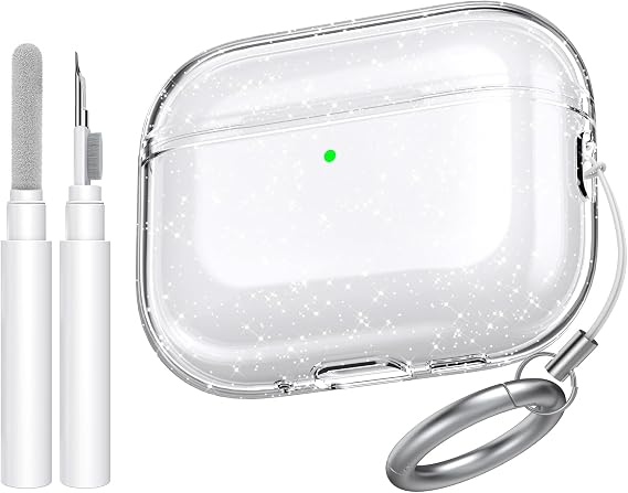 AhaStyle Clear Airpods Pro 3 Case Cover Accessories | Anti-Yellowing, with Cleaner Kit/Carabiner, Front LED Visible, Shockproof, Full Protection, Soft TPU, Wireless Charging