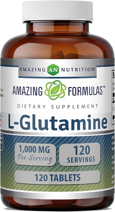 Amazing Formulas L Glutamine 1000 Mg Tablets | Amino Acid Supplement for Men & Women | Non-GMO | Gluten Free | Made in USA | (1 Pack, 120 Count)