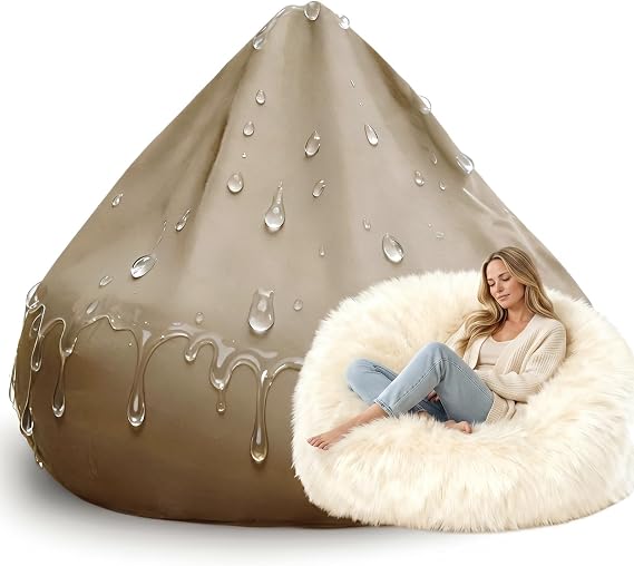 4/5/6/7ft Waterproof Giant Round Pouf Inner Liner Cover Bean Bag Chair (No Filler) Bean Bag Sofa Bed Insert Covers for Packing Beanbag Filler EPP EPS Beans (5ft-D150cm-cover)