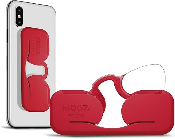 Nooz Smartphone - Armless Reading Glasses - Extra Slim Case to Stick - Rectangular 6 Colours 5 diopters - Wherever You go