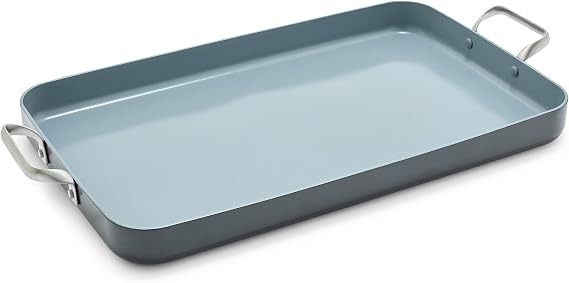 GreenPan Valencia Pro 18" x 11" Ceramic Nonstick Double Burner Griddle Pan