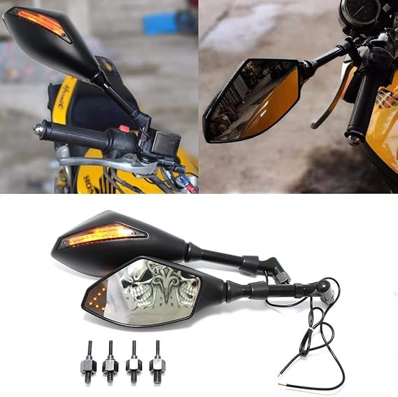8mm 10mm Motorcycle Turn Signal Led Handlebar Rearview Side Mirrors for Cruiser Chopper