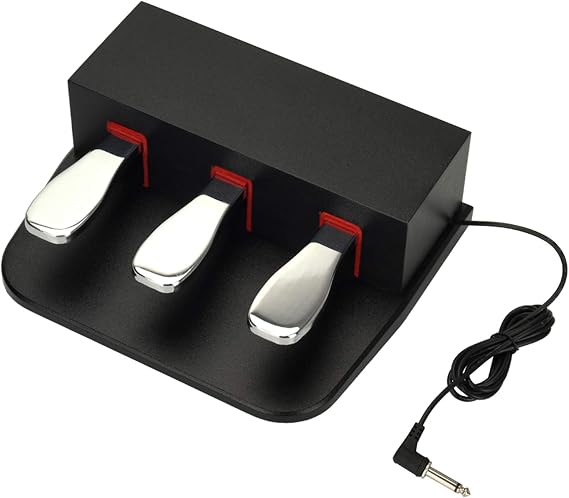 Universal Triple Sustain Pedal Unit for Digital Piano & MIDI Keyboards, 3-in-1 Full Sustain Function Pedal Board with 1/4" (6.35mm) Plug & Polarity Switch