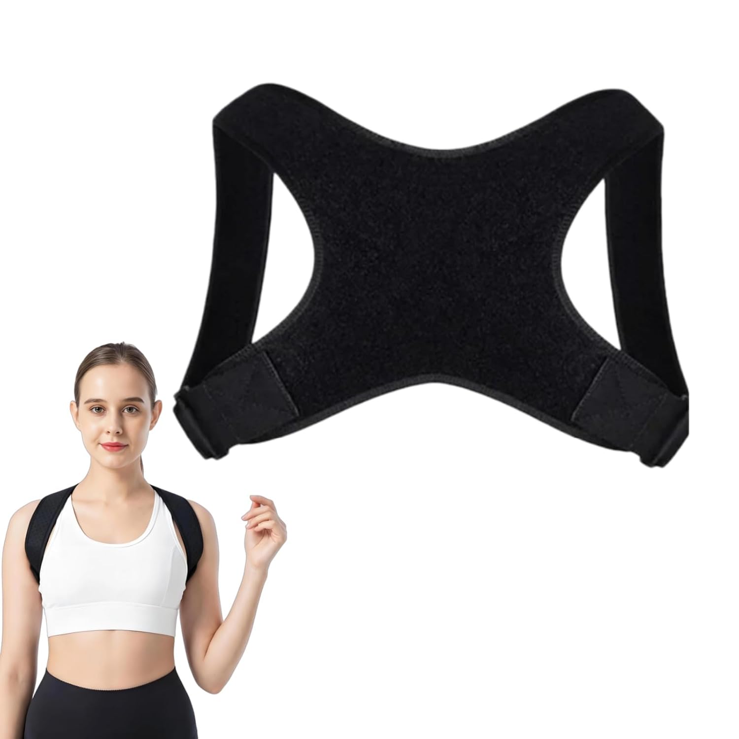 Posture Corrector for Men and Women Adjustable Upper Back Brace Breathable Back Straightener for Shoulder Support Office and Daily Use Improve Slouching and Rounded Shoulders (S:bust 70-80cm)