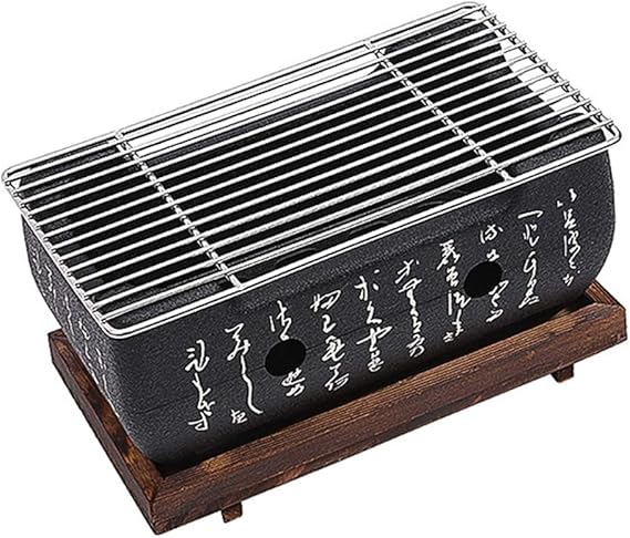 Japanese Style BBQ Grill, Mini Portable Barbecue Stove Japanese Food Charcoal Stove with Wire Mesh Grill and Base, for Yakiniku, Robata, Yakitori, Takoyaki and BBQ
