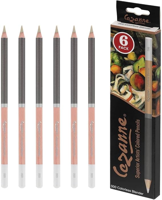 Cezanne Creative Mark Premium Colorless Blender Pencil 6 Pack - Highly-Pigmented Drawing Pencils - Coloring Pencils for Drawing, Blending, Coloring, and More