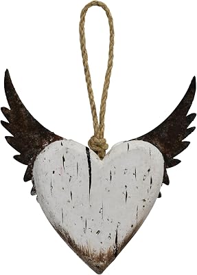 HomArt Heart with Wings, 5-Inch, Wood