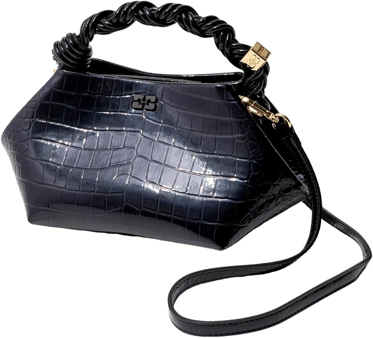 Gunny Shoulder Bag A6083 099 BOU Small Bag Patent Croco Women's Black, Black, Free size