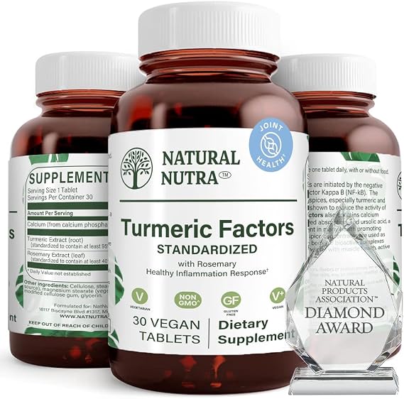Natural Nutra Turmeric Curcumin Supplement 350 mg, 30 Vegan Tablets | 95% Curcuminoids Extract Rosemary for Brain Health, Enhances Memory And Improves Concentration, Improve Digestion