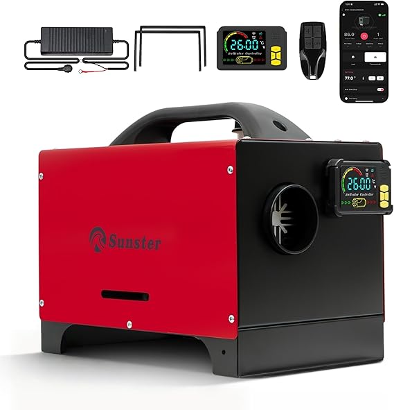 Sunster 8KW Portable Diesel Heater 12V/24V/240V with App, LCD, Bracket