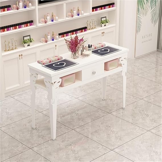Modern Adjustable Nail Tech Desk, Nail Desk Makeup Table Manicure Table with Drawers, Nail Tech Workstation for Nail Salon, Beauty Salon(47.2''x15.7''x31.5'')