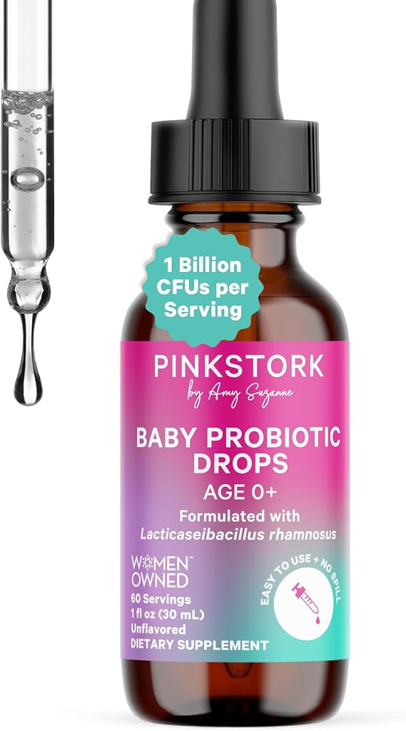 Pink Stork Baby Probiotic Drops, Newborn, Infant & Toddler, 1 fl oz | Digestion and Constipation Support, Newborn Essentials, 2 Month Supply