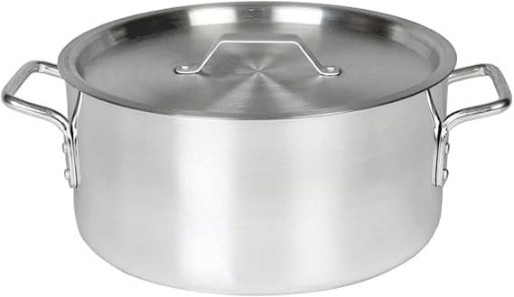 TrueCraftware- 8 Qt. Aluminum Brazier Pot with Cover 6mm Thickness- Heavy Weight Cookware Braiser Pan Braising Pan Perfect Roasting Baking Sauteing Searing and Pan Frying Mirror-Finished