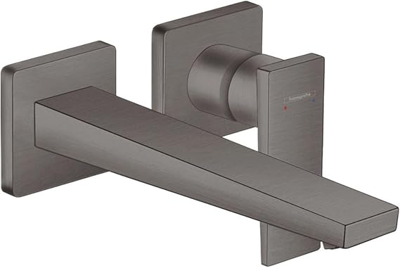 hansgrohe Metropol Modern 1-Handle 2-Hole 5-inch Tall Wall Mounted Bathroom Faucet in Brushed Black Chrome, 32526341