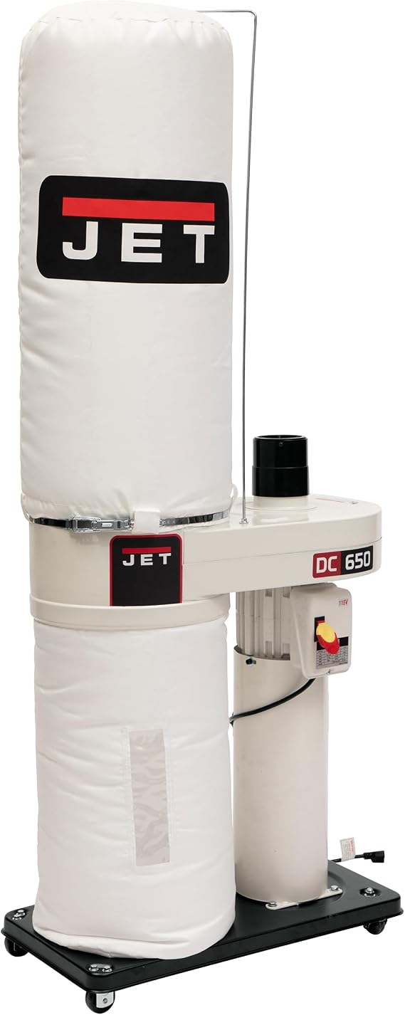 JET Dust Collector, 30-Micron Bag Filter, 1 HP, 115/230V 1Ph (DC-650BK)