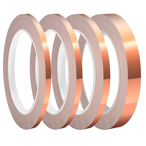 SUMAJU 4 Pack Copper Foil Tape with Conductive Adhesive 4 Sizes (0.2/0.24/0.3/0.4Inch) x22Yards Copper Tape for Stained Glass Guitar Crafts Electrical Repairs Grounding