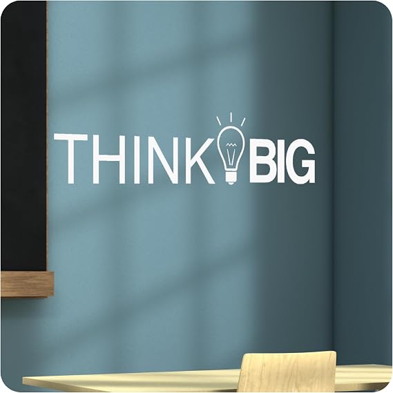 My Vinyl Story - Think Big Wall Decal - Inspirational Sticker Quote, Motivational Vinyl Art Decor for Home Office, Bedroom, or Classroom, Easy to Apply, Removable (White, 45x10 inches)