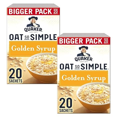 Cleverry Box Set with Quaker Oat So Simple Golden Syrup Porridge Oatmeal - 40 Bags x 36 g Oatmeal - Porridge for Easy Breakfast