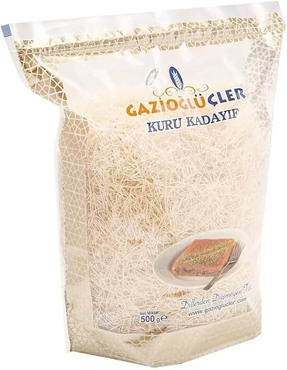 Kataifi, Perfect Choice for Dubai Chocolate Bar, Kataifi Shredded Fillo Dough, Kadayif, Kataifi Pastry 500 gr/1.1 lb - Gazioglu Ucler Dried Kataifi - Dubai Chocolate Bar - Dubai Knafeh - DIY Dubai Chocolate Bar