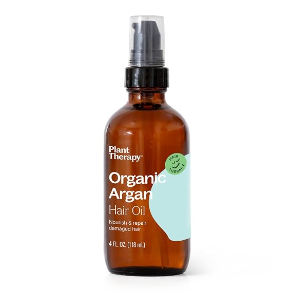 Plant Therapy Organic Argan Hair Oil, 4 oz,100% Pure and USDA Certified Organic, For Face, Hair, Skin, Nails and Cuticles
