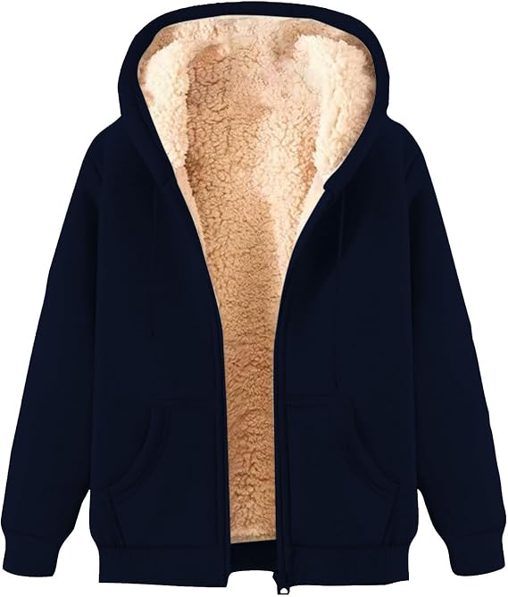 Zip Up Hoodie Men Warm Sherpa Fleece Lined Fall Winter Hooded Sweat Jackets Casual Cozy Fuzzy Wool Coats with Pockets