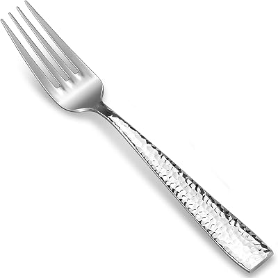 KEAWELL Premium 4-Piece 8.3 Louis Hammered Dinner Fork Set, 1810 Stainless Steel, Squared Edge with Smooth Rounded Edges for Comfort, Dishwasher Safe 4, 8.3 Dinner Fork
