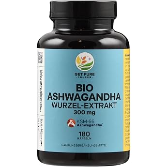Organic Ashwagandha Capsules - 180 Capsules - 300 mg Ashwagandha per Capsule - KSM-66 Premium Raw Material - Vegan No Additives - 5% Withanolide Content