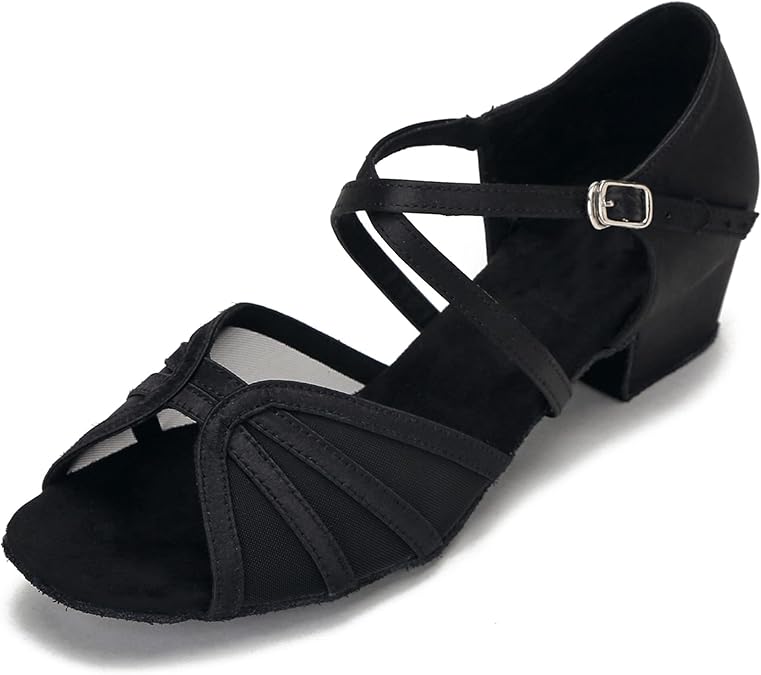Low Heel Ballroom Dance Shoes Women Latin Salsa Practice Dancing Shoes 1.5 Inch Heel ZB14