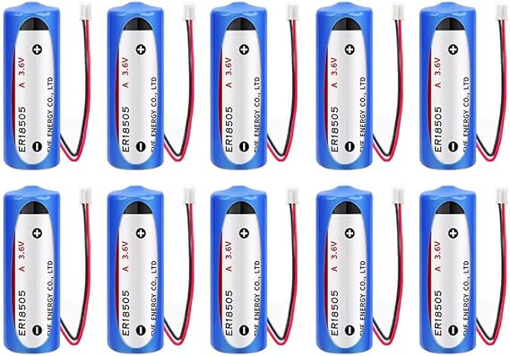 10 PCS A Size 3.6V 4000mAh EVE ER18505 with 2.0 Plug Lithium PLC Industrial Control Battery Non Rechargeable