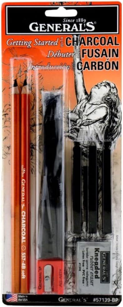 General Pencil 57139-BP Getting Started with Charcoal Set, Multicolor