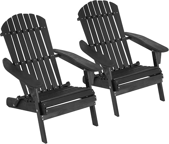 FDW Folding Adirondack Chairs Set of 2, All Weather Patio Chairs Outdoor Fire Pit Chairs for Patio Lawn Garden Backyard Deck Pool Beach