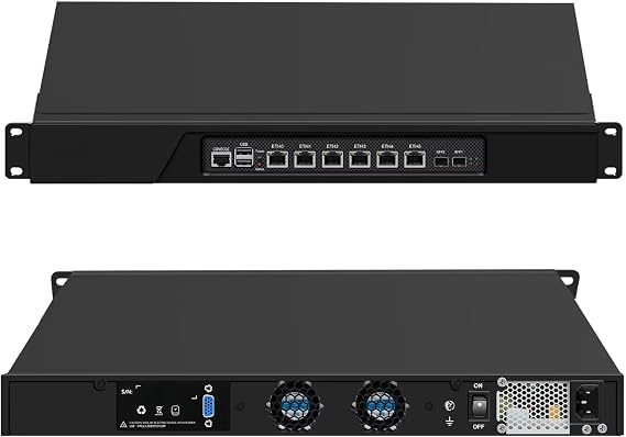 19 Inch Firewall Appliance E3-1230V3, 6 x Gigabit LAN 1U Rackmount Server with 2 Port SFP+ 10GbE, B85/Z87 Network Router PC with VGA, Console, Barebone, NO RAM/SSD/OS